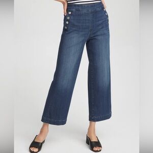 Chico's Wide Leg Pull On Crop Sailor Jeans Size 6